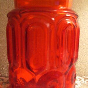 LE Smith Moon and Stars Red Amberina Apothecary Canister (slight crack)